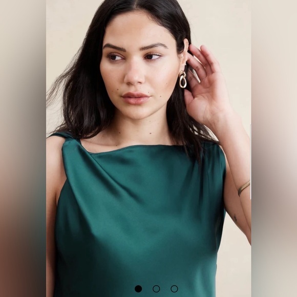 NWT! Banana Republic Deep Sea Teal Satin Twist-Shoulder Maxi Dress - Multiple🦋 - Picture 5 of 7